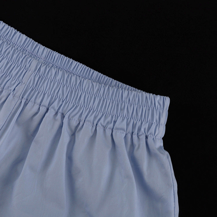 Blue Ruched Cardigan & Shorts Set