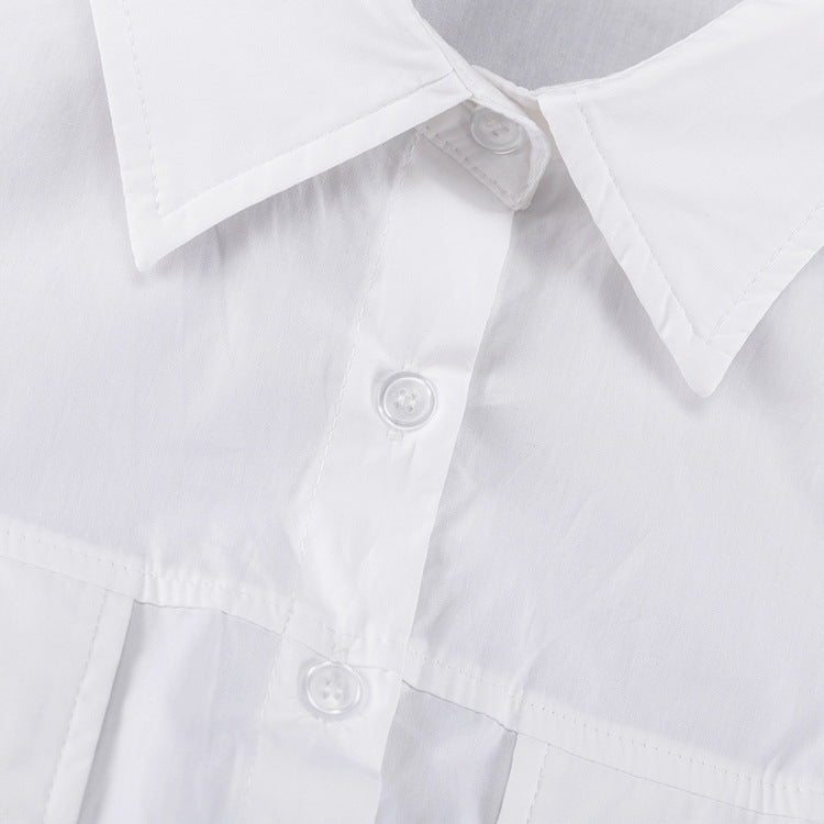 White Elegant Cotton Shirt Dress