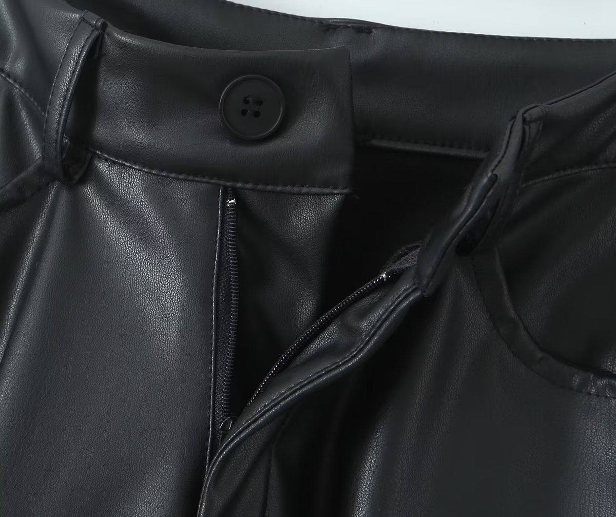 Trendy Faux Leather High Rise Skort – Autumn Winter Essential