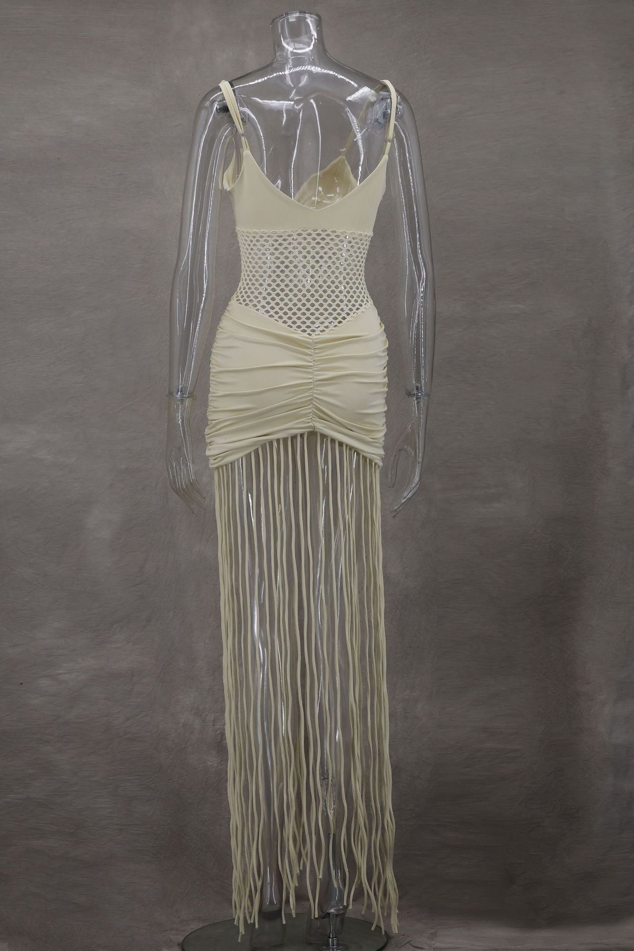Sexy V-Neck Fringe Bodycon Maxi Dress - Party & Club