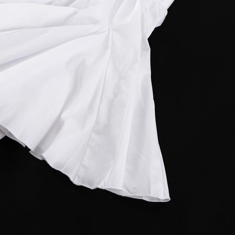 White Elegant Cotton Shirt Dress