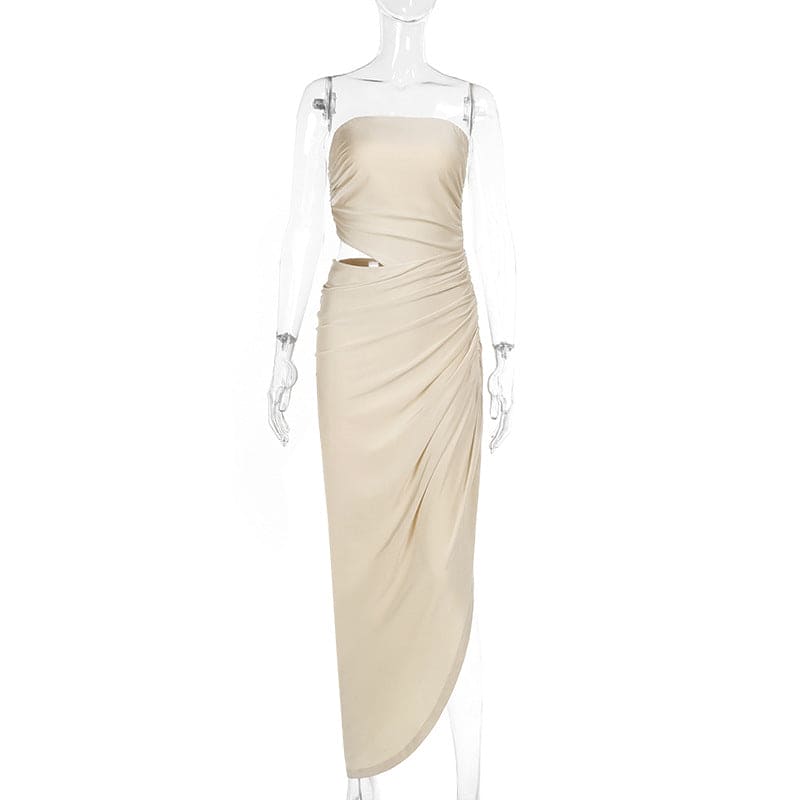Midnight Allure Strapless Midi Dress
