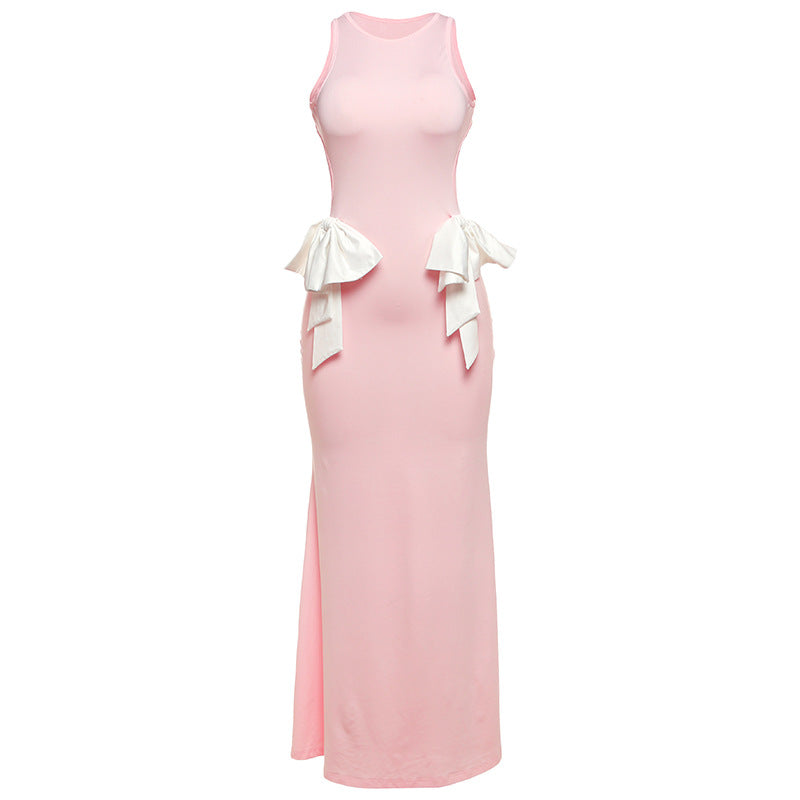 Backless Bow Cutout Maxi Dress – Elegant & Sexy Look