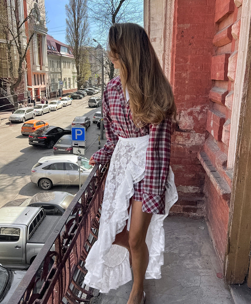 Elegant Floral Lace Midi Skirt