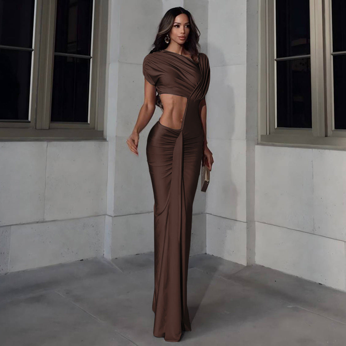 Sexy Backless V-Neck Maxi Dress