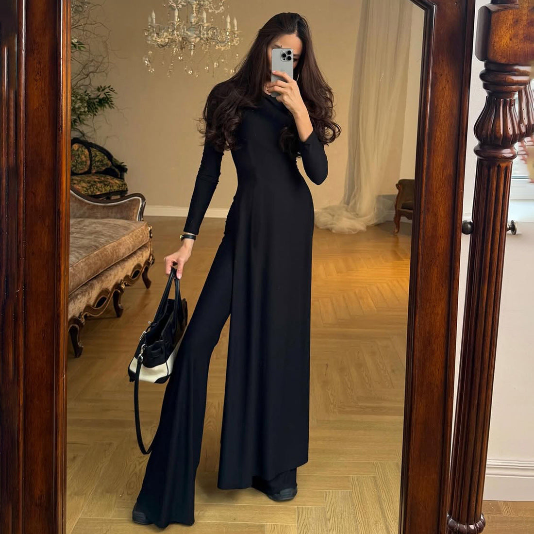 Slim-Fit Long Sleeve Bootcut Two-Piece Set