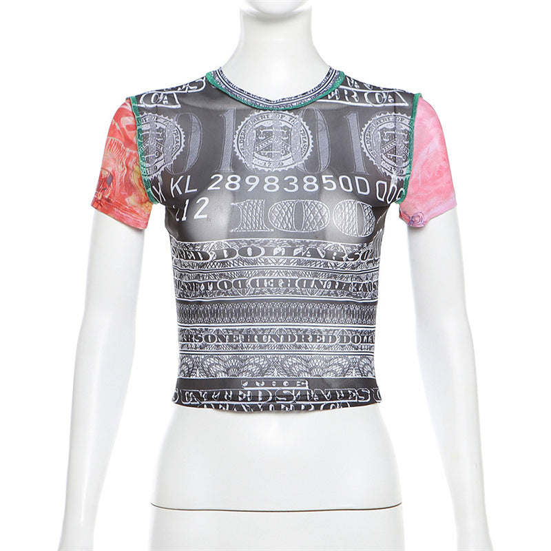 Vintage-Inspired Printed Crop Top