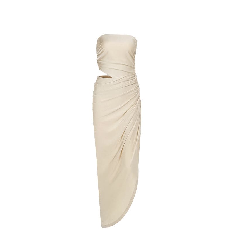 Midnight Allure Strapless Midi Dress