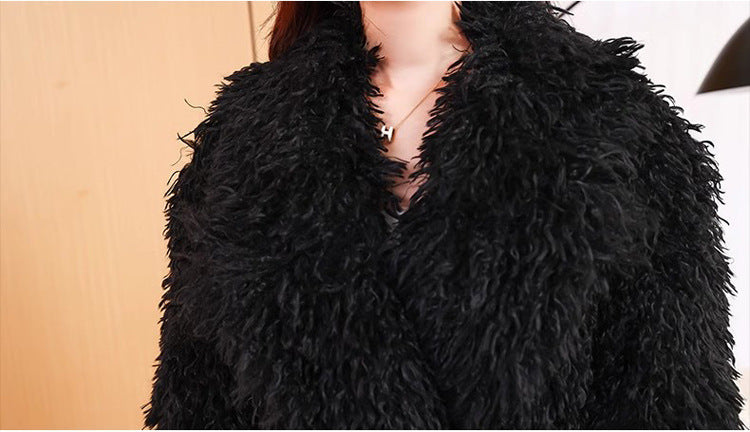 Lace-Up Faux Shearling Overcoat
