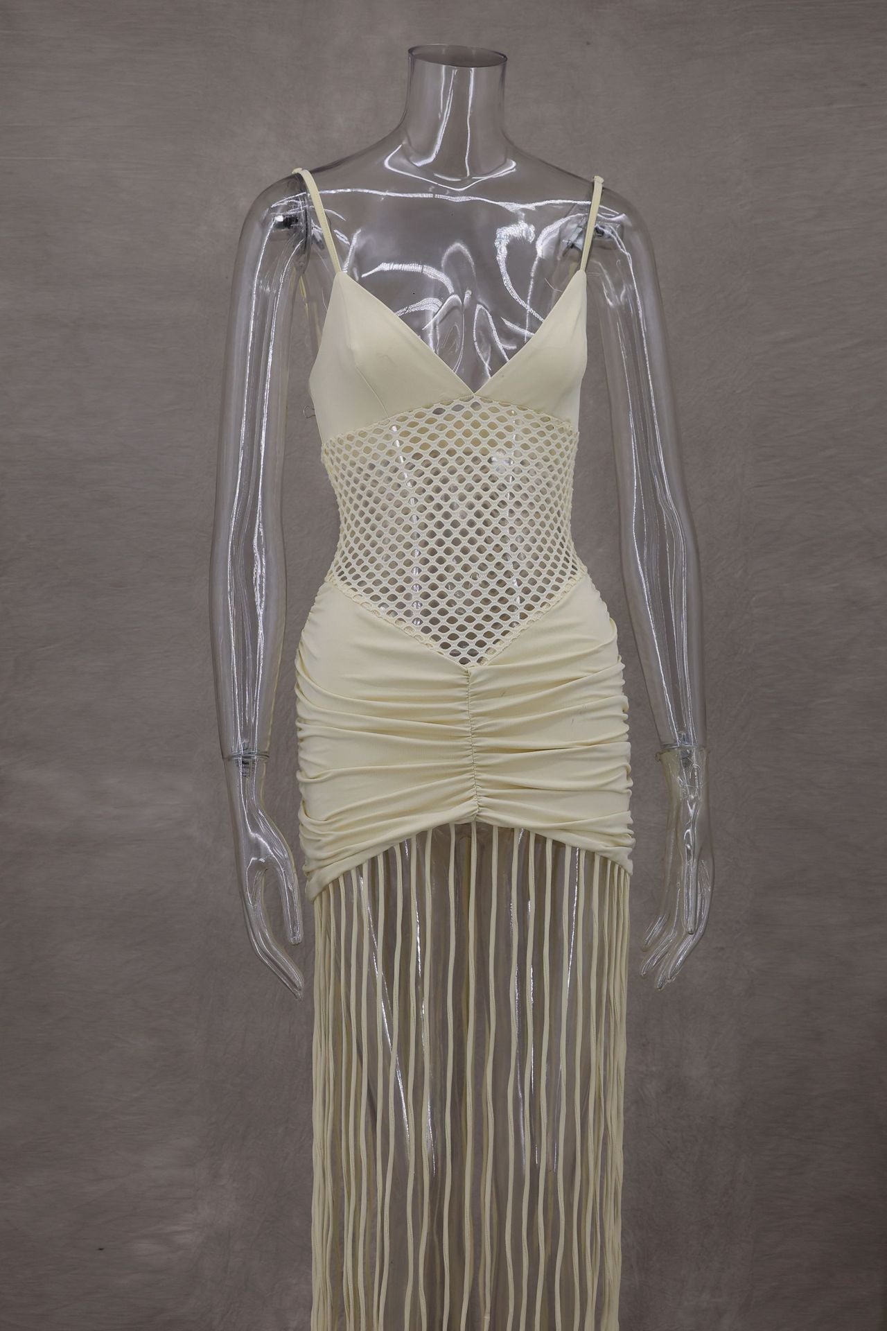 Sexy V-Neck Fringe Bodycon Maxi Dress - Party & Club