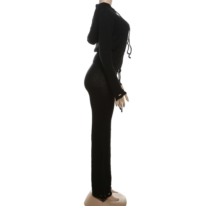 Hooded Zipper Cardigan & Pants Set