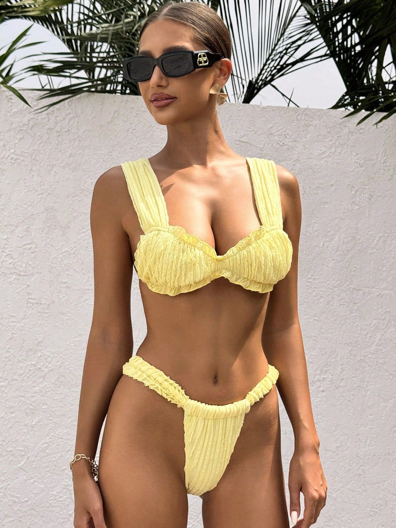 Azure Ruffle Tie Bikini Set