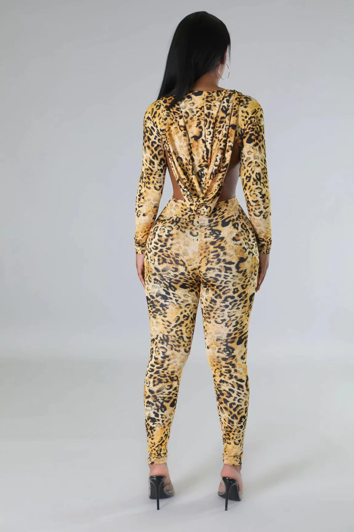 The Hooded Backless Leopard Jumpsuit