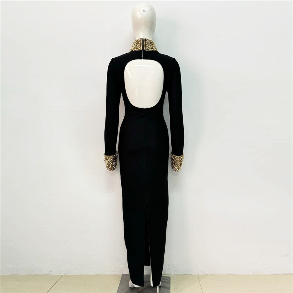 Beaded Party Dress with Slit