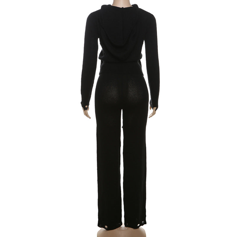 Hooded Zipper Cardigan & Pants Set
