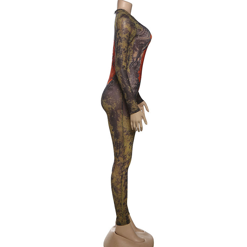 The Printed Mesh Jumpsuit