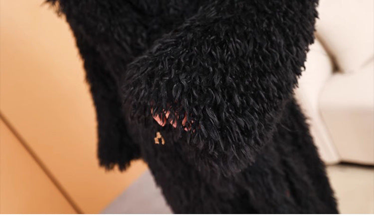 Lace-Up Faux Shearling Overcoat