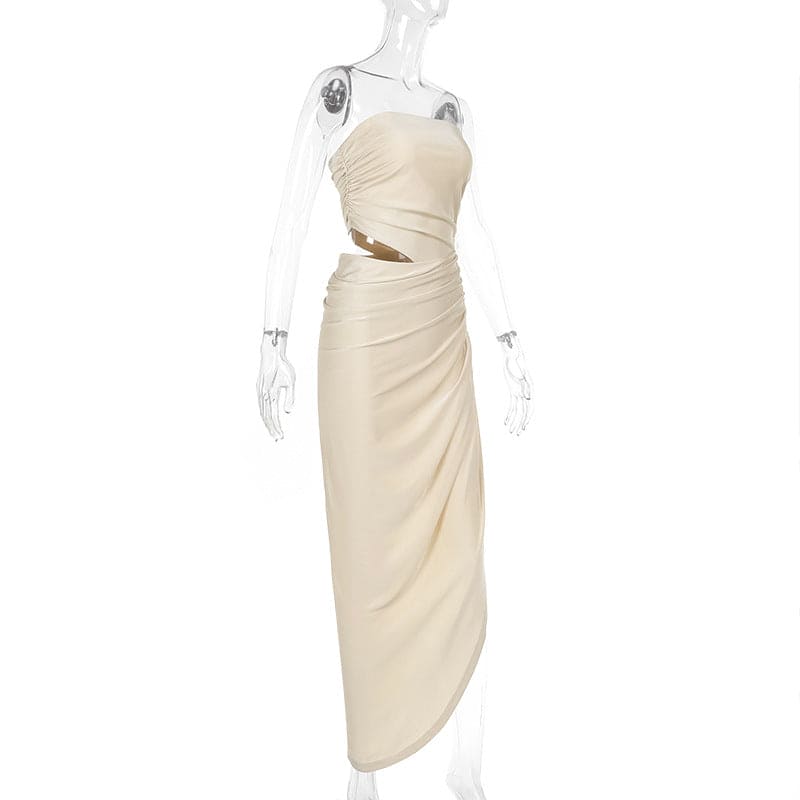 Midnight Allure Strapless Midi Dress