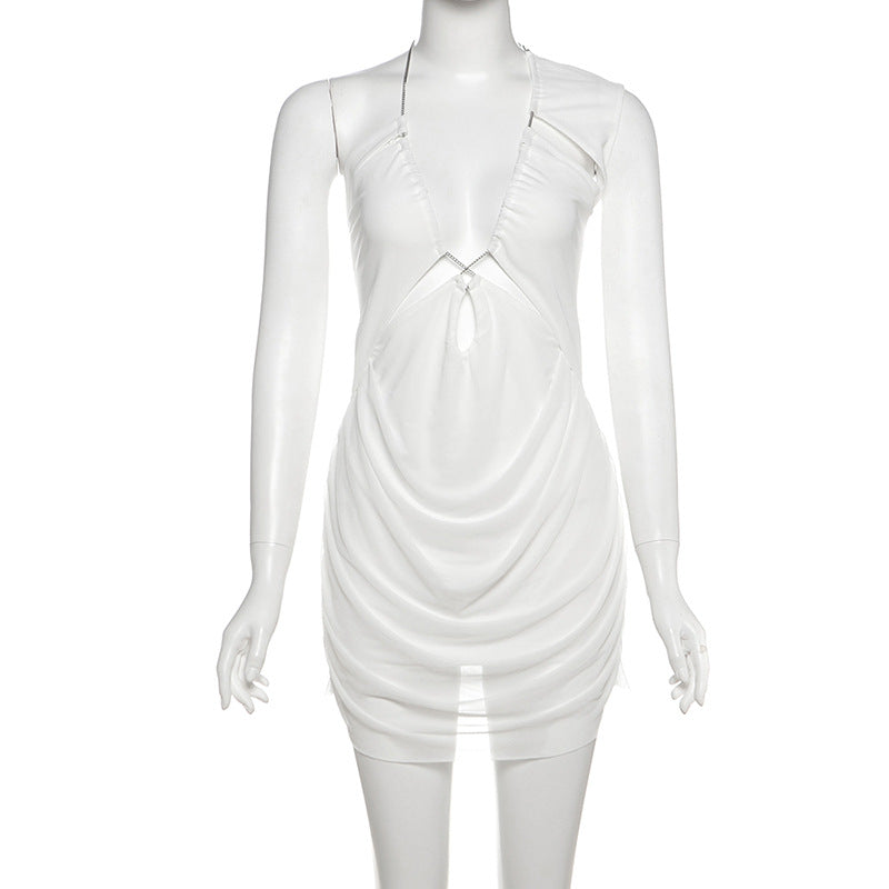Sexy One Shoulder Cutout Mini Dress - Ruched Bodycon Party Dress