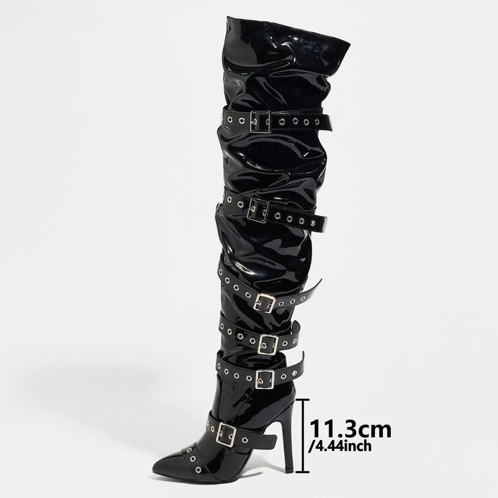 High-Heel Zipper Over-the-Knee Boots