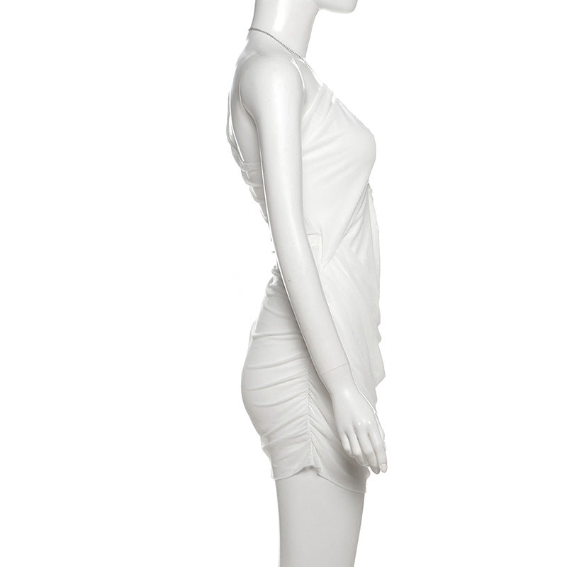 Sexy One Shoulder Cutout Mini Dress - Ruched Bodycon Party Dress
