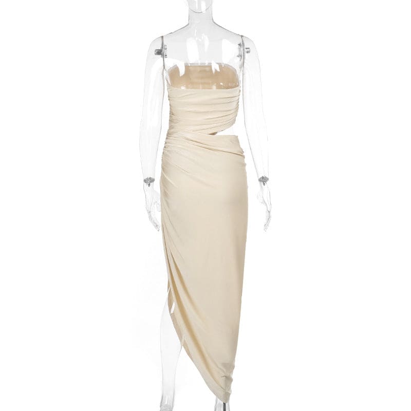 Midnight Allure Strapless Midi Dress