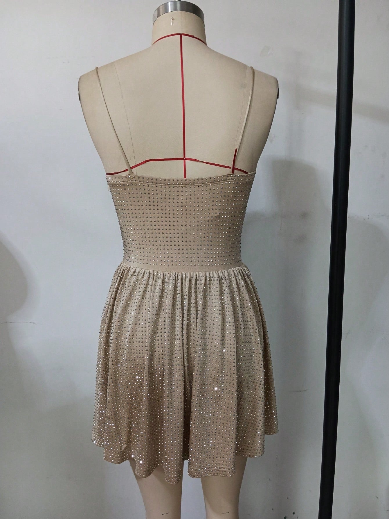 Rhinestone A-Line Mini Dress
