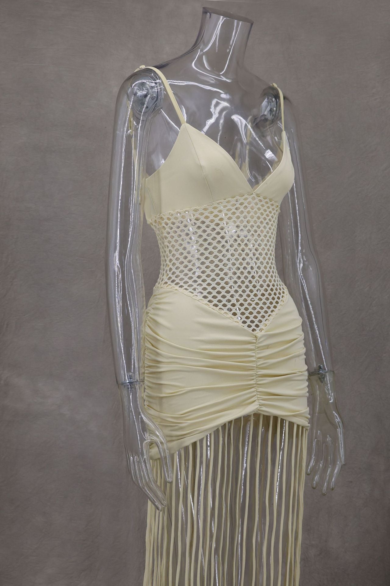Sexy V-Neck Fringe Bodycon Maxi Dress - Party & Club