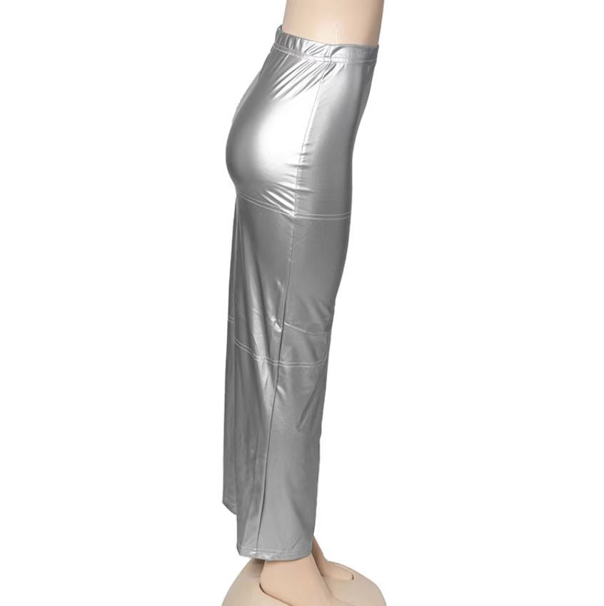The Metallic Coated Slit Skirt