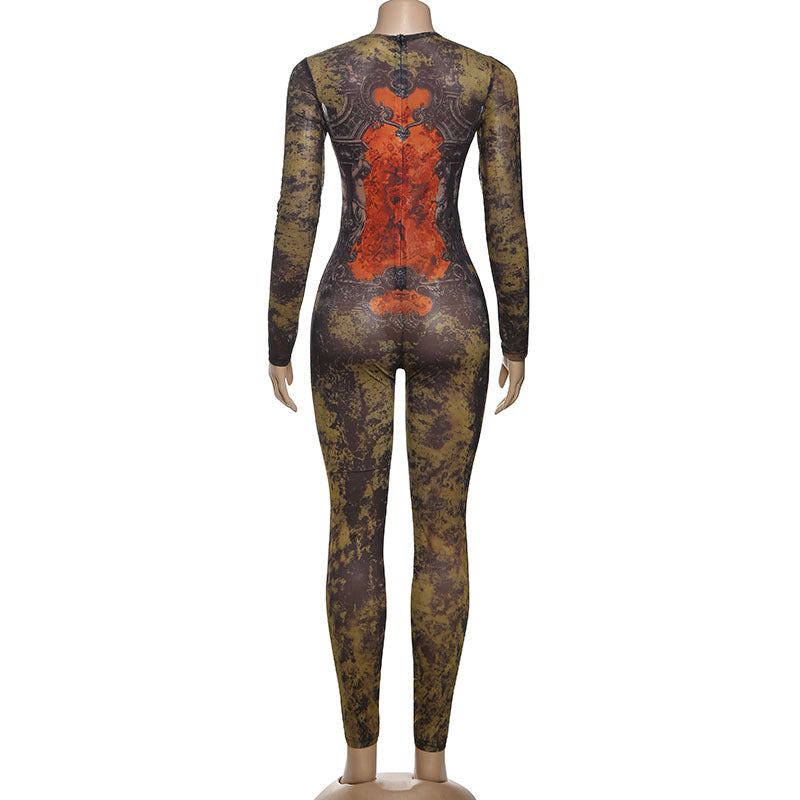 The Printed Mesh Jumpsuit