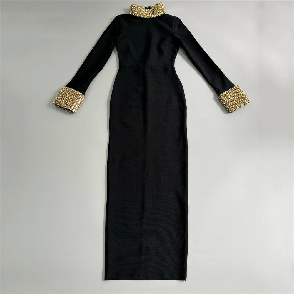 Beaded Party Dress with Slit