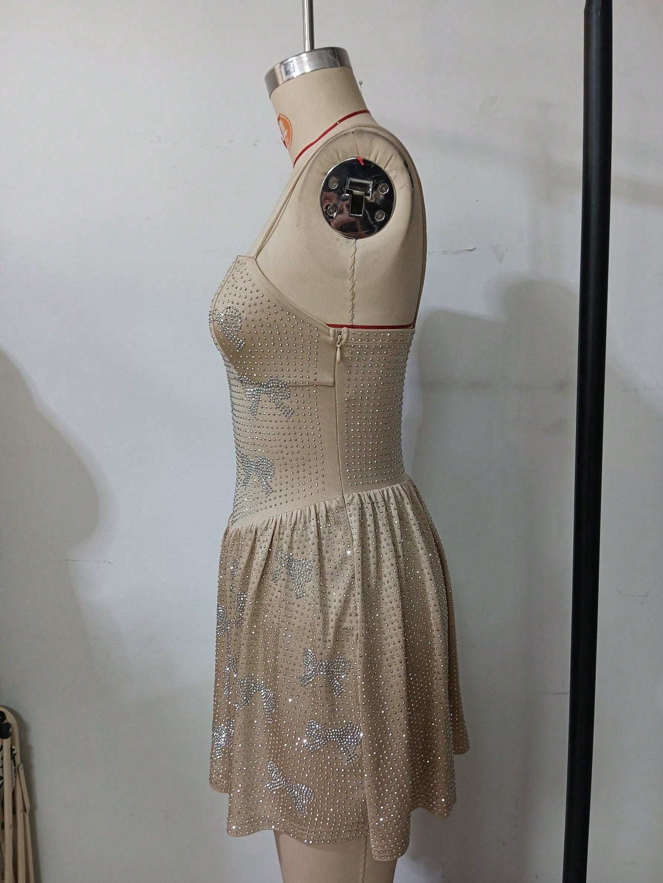 Rhinestone A-Line Mini Dress