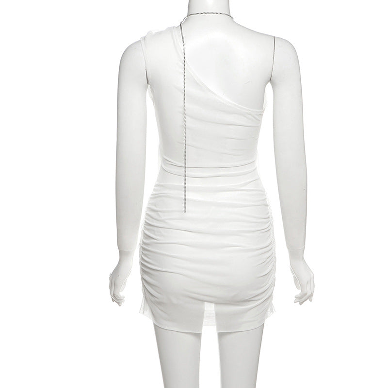 Sexy One Shoulder Cutout Mini Dress - Ruched Bodycon Party Dress