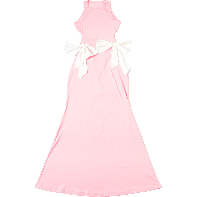 Backless Bow Cutout Maxi Dress – Elegant & Sexy Look