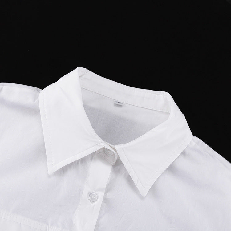 White Elegant Cotton Shirt Dress