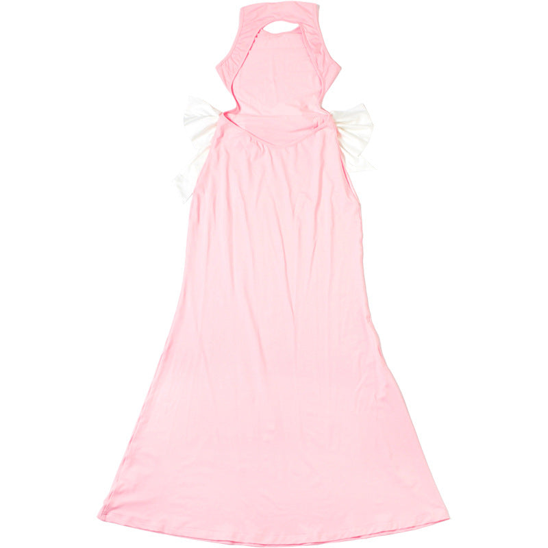 Backless Bow Cutout Maxi Dress – Elegant & Sexy Look