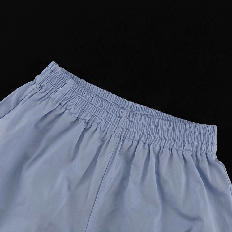 Blue Ruched Cardigan & Shorts Set