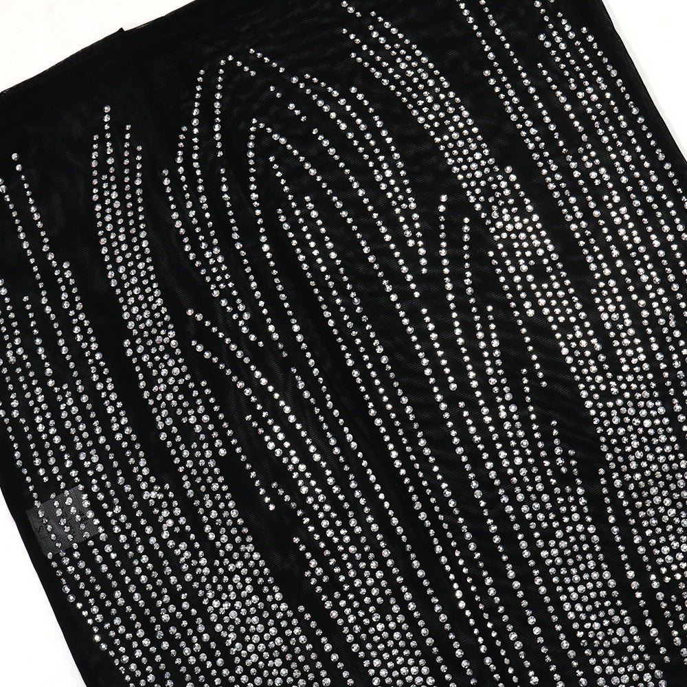 Women's Rhinestone Cutout See-Through Maxi Evening Dress