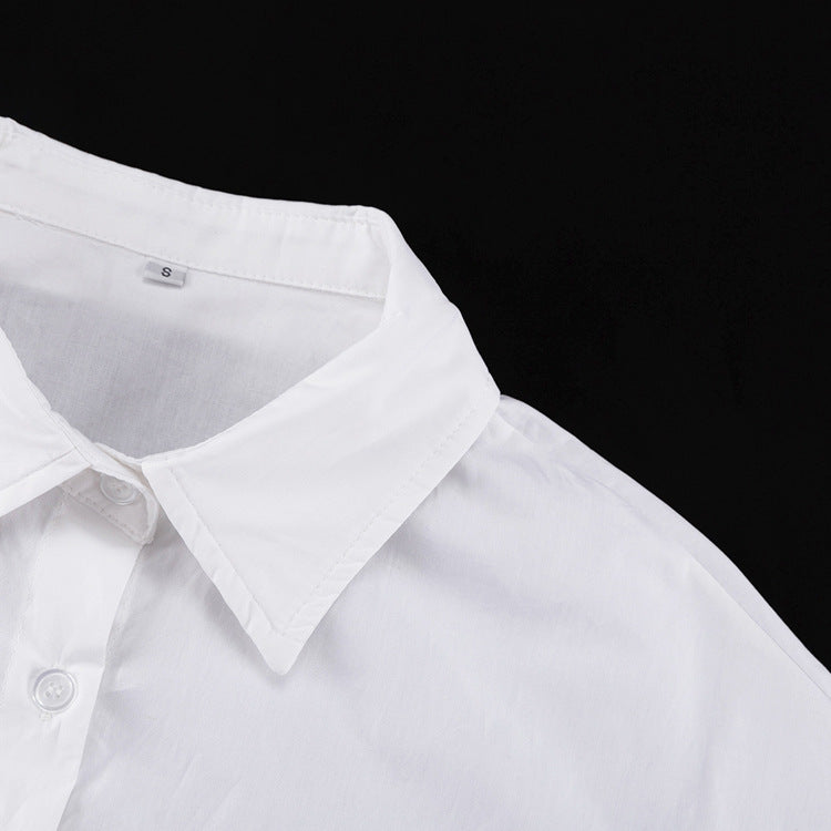 White Elegant Cotton Shirt Dress