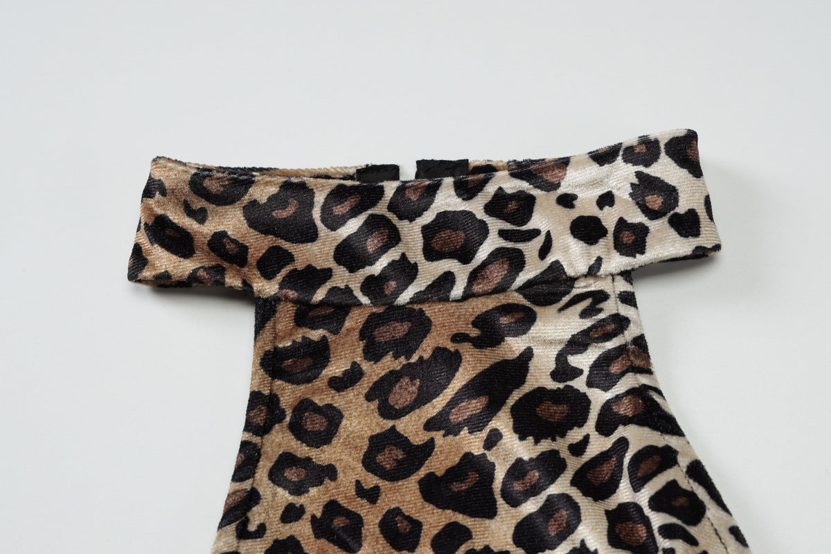 Leopard Print Halter Dress: Backless High Split Bodycon