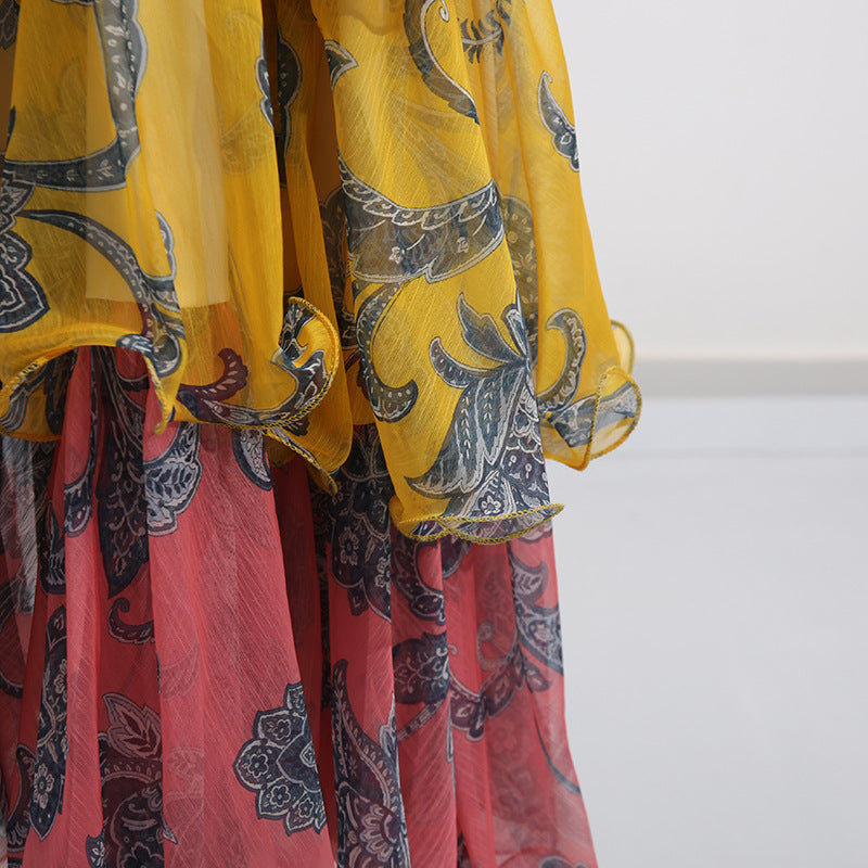 Boho Ruffled Maxi Dress – Elegant Floral Summer Style