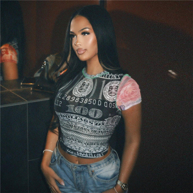 Vintage-Inspired Printed Crop Top