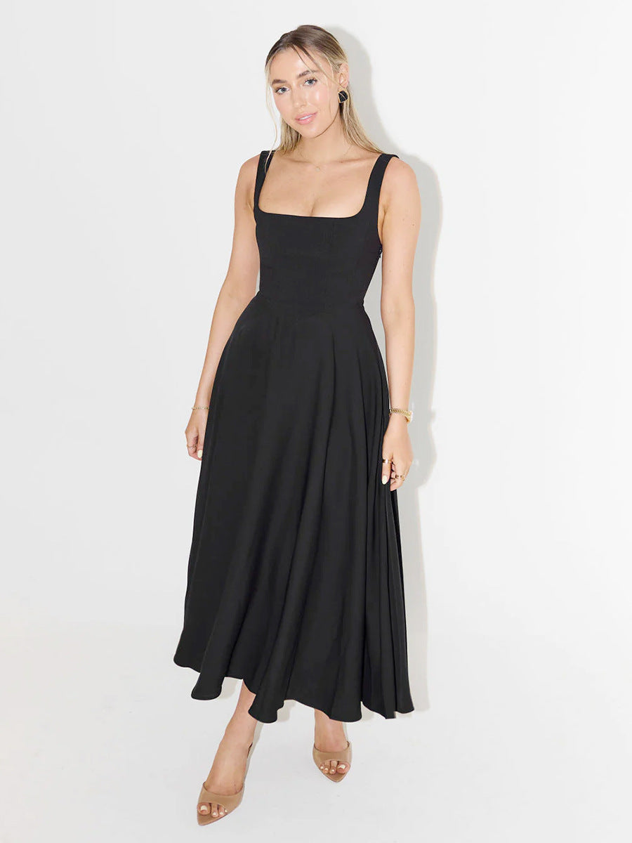 Square Neck Slimming Maxi Dress – Simple Sleeveless Summer Style