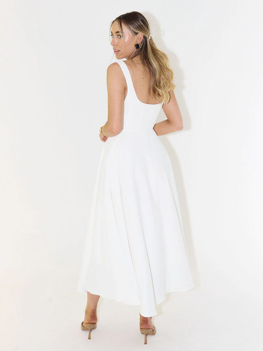 Square Neck Slimming Maxi Dress – Simple Sleeveless Summer Style