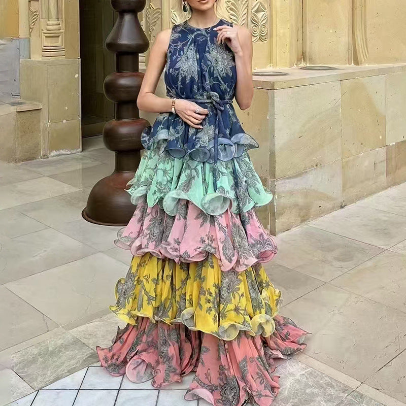Boho Ruffled Maxi Dress – Elegant Floral Summer Style