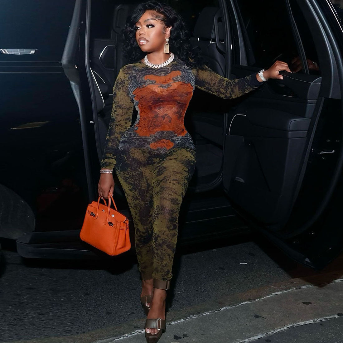 The Printed Mesh Jumpsuit