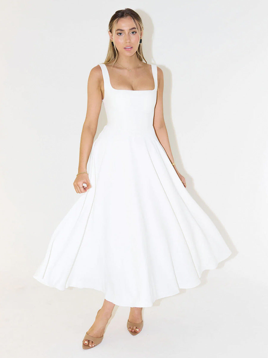Square Neck Slimming Maxi Dress – Simple Sleeveless Summer Style