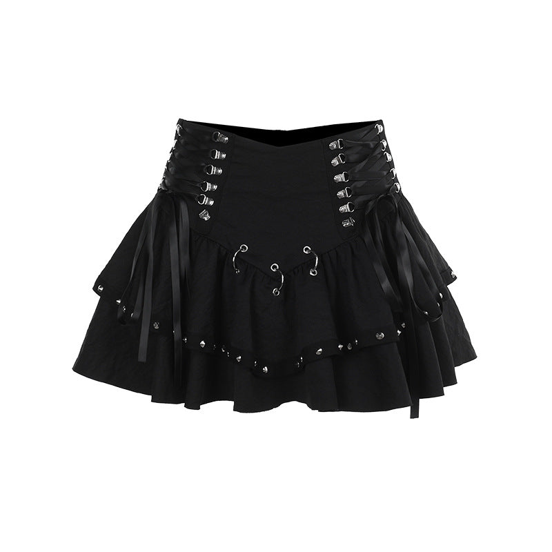 Gothic Beaded A-Line Mini Skirt