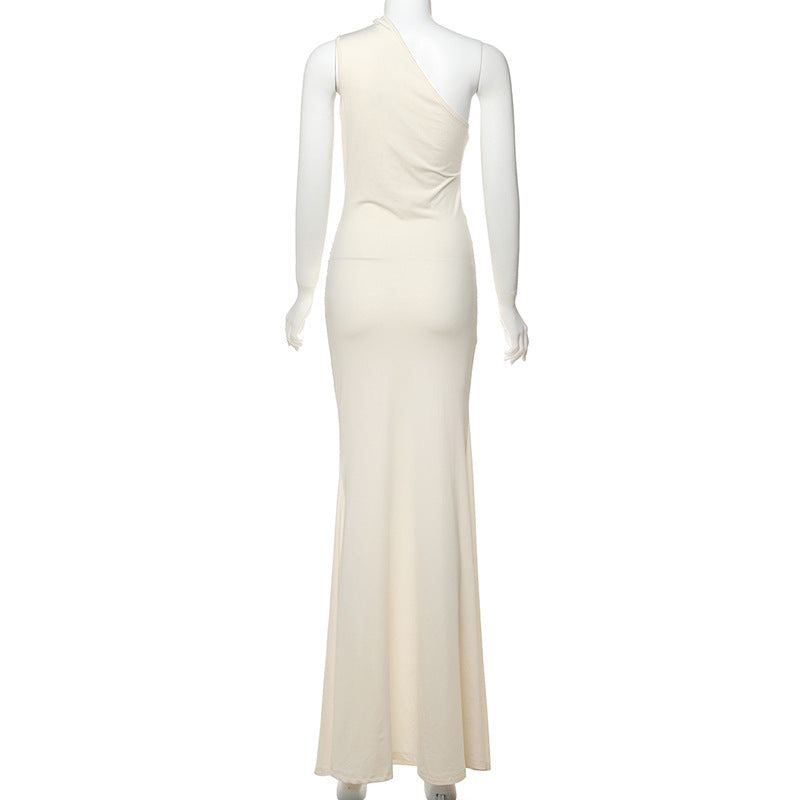 Elegant One-Shoulder Bodycon Maxi Dress – Asymmetric Ruched Formal Gown