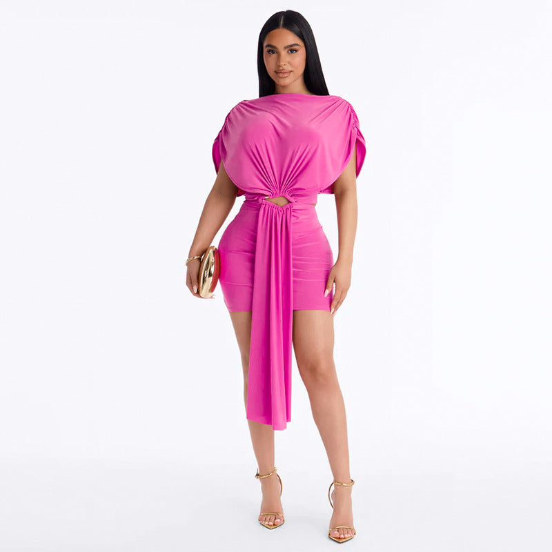 short sleeve ruched bodycon dress Cutout Mini | Backless Dress in 2 Colors La Femme 32970 – modal Size:X Small (UK 4-6) Sleeve Length(cm)